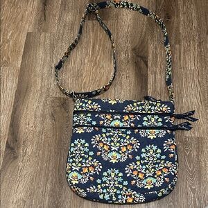 Vera Bradley Navy Floral Adjustable Crossbody Bag